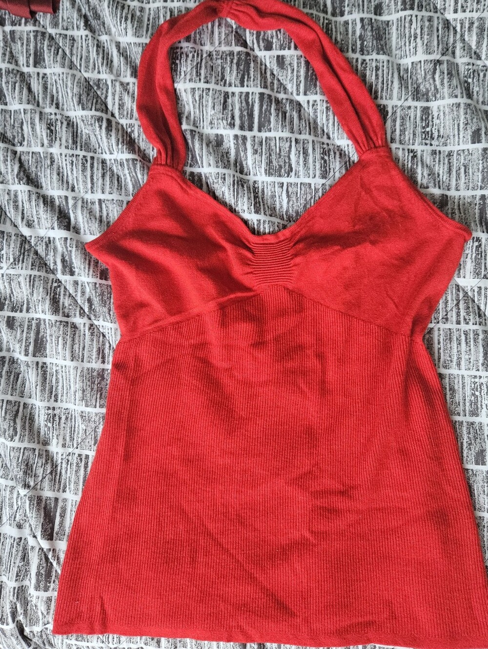 Cache Red Halter Ribbed Knit Camisole